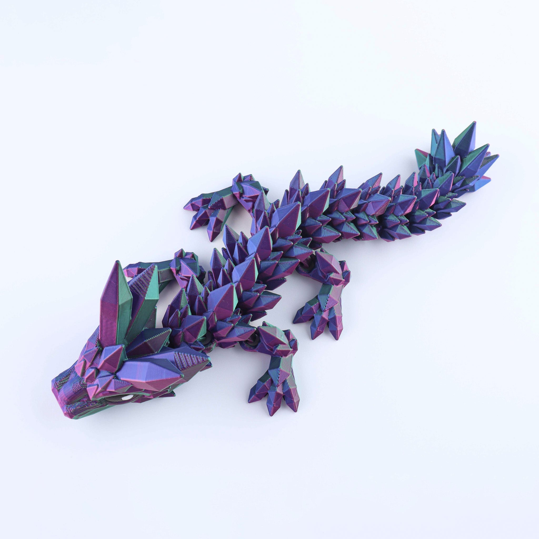 3D Printed Crystal Baby Dragon Fidget Toy – Articulated Fantasy Desk Toy Gift