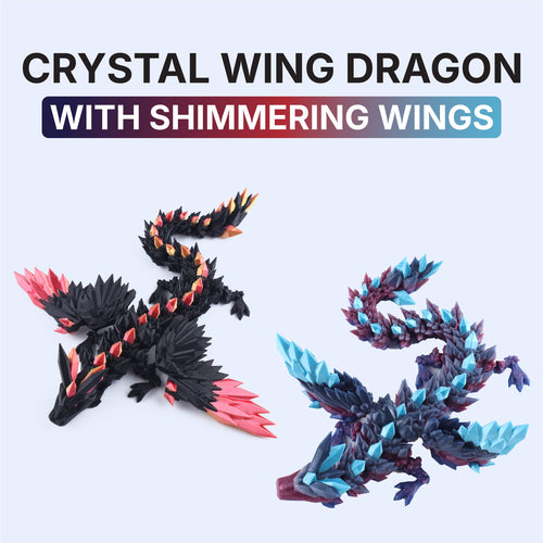 3D Printed Crystal Wing Dragon Fidget Toy – Articulated Fantasy Desk Toy Gift
