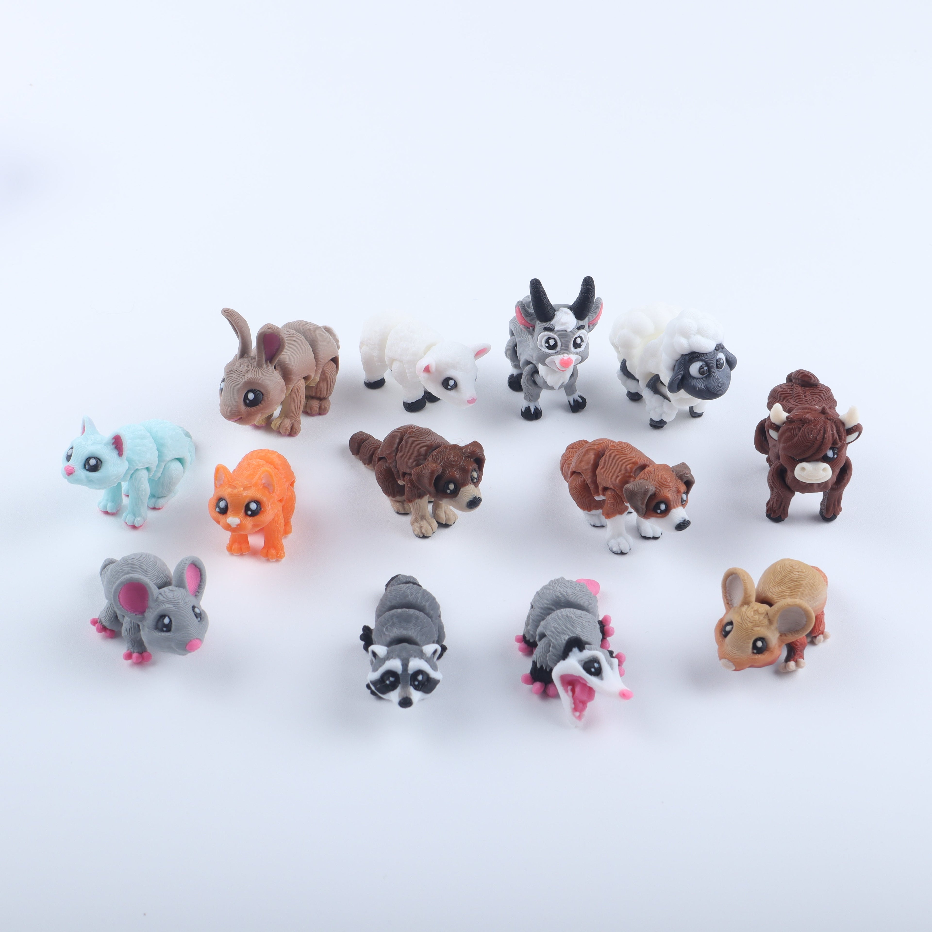 3D Printed Mini Forest, Farm & Home Animal Fidget Toy Pack – Cute Goodie Bag Gift Set