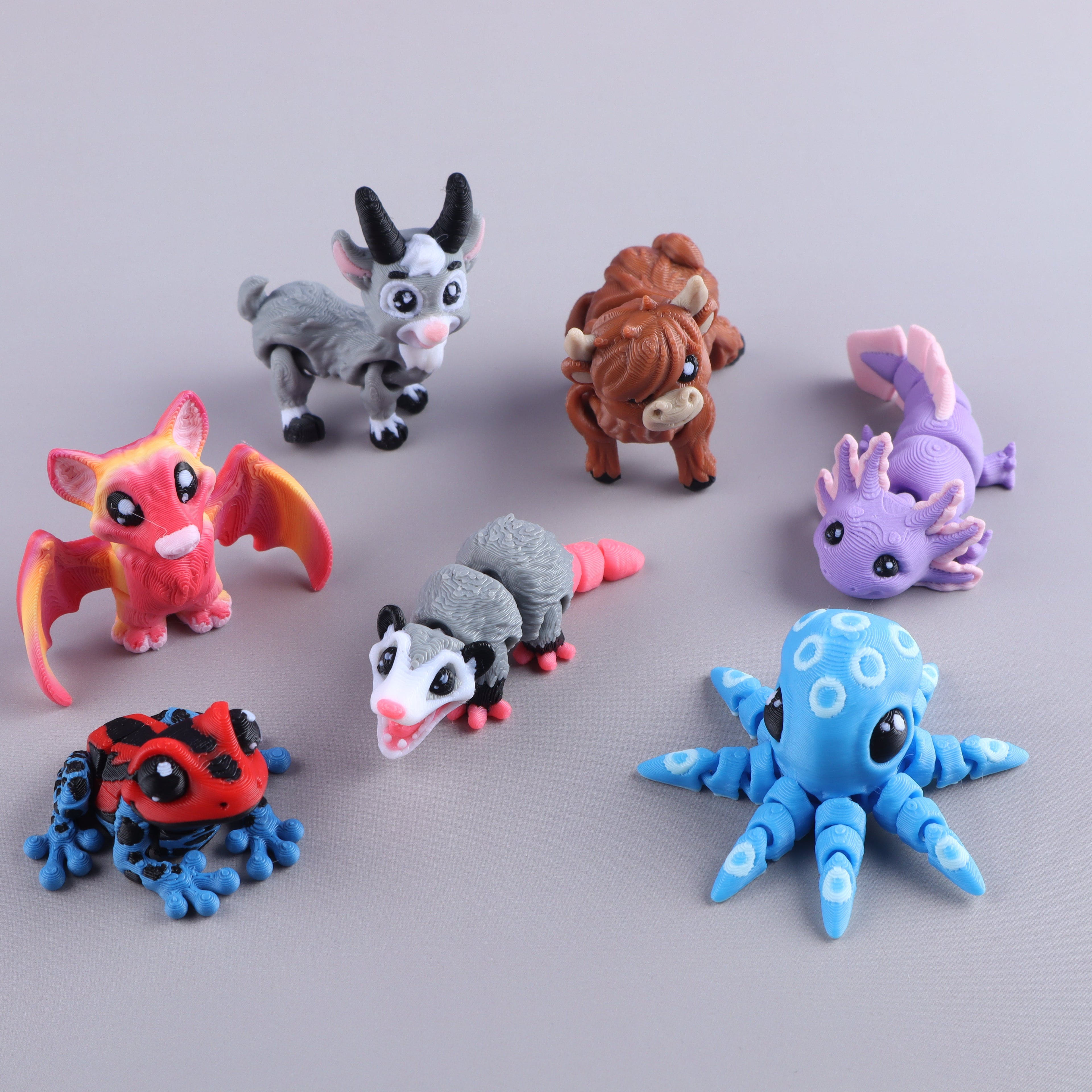 3D Printed Mini Fidget Creature Toy Pack – Sensory Goodie Bag Gift Set