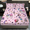 3-Piece K-Pop Demon Hunters Print Fitted Sheet Set – Multiple Sizes for Dorms & Bedrooms, Machine Washable