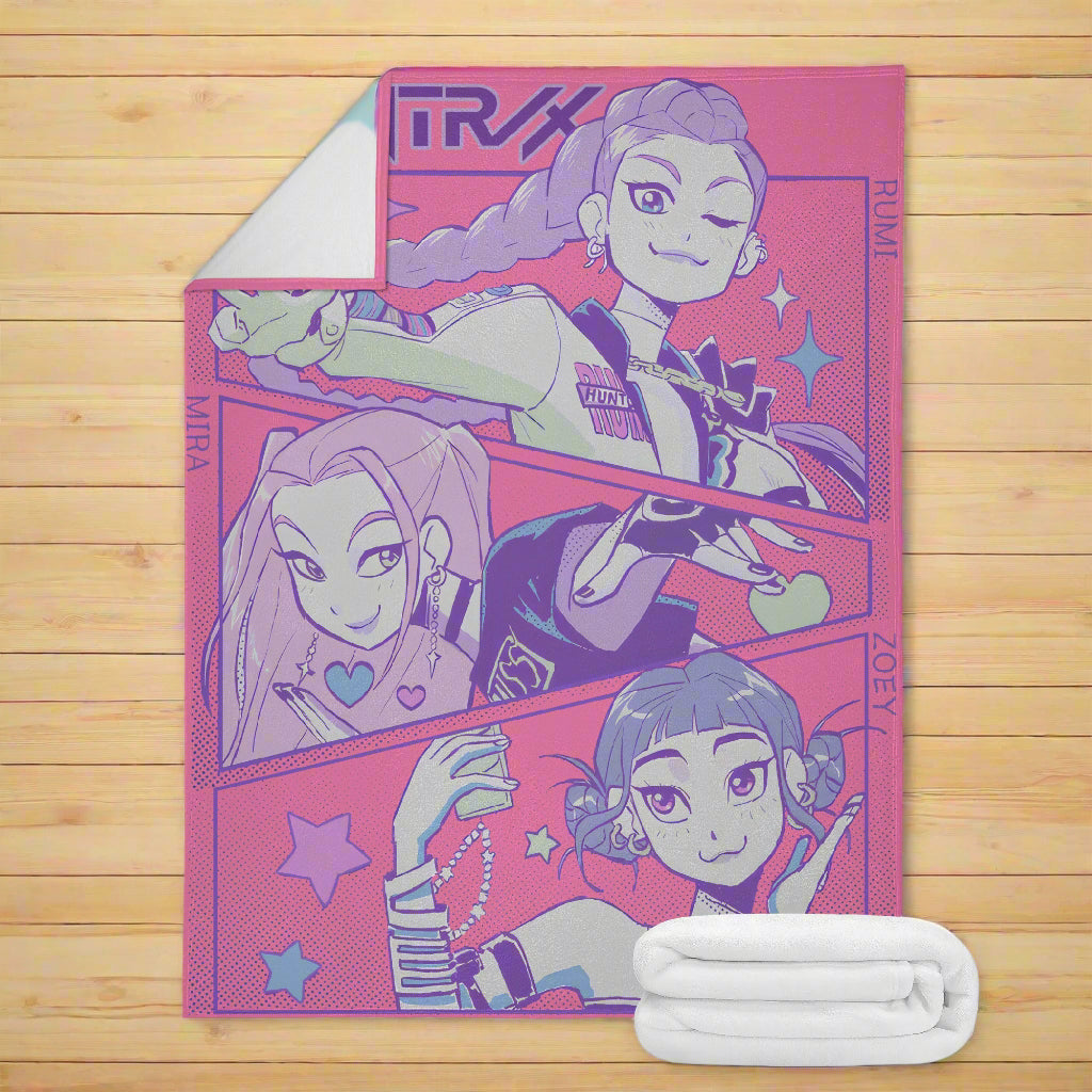 K-Pop Demon Hunters | Dual-Soft Stitched Fleece Blanket