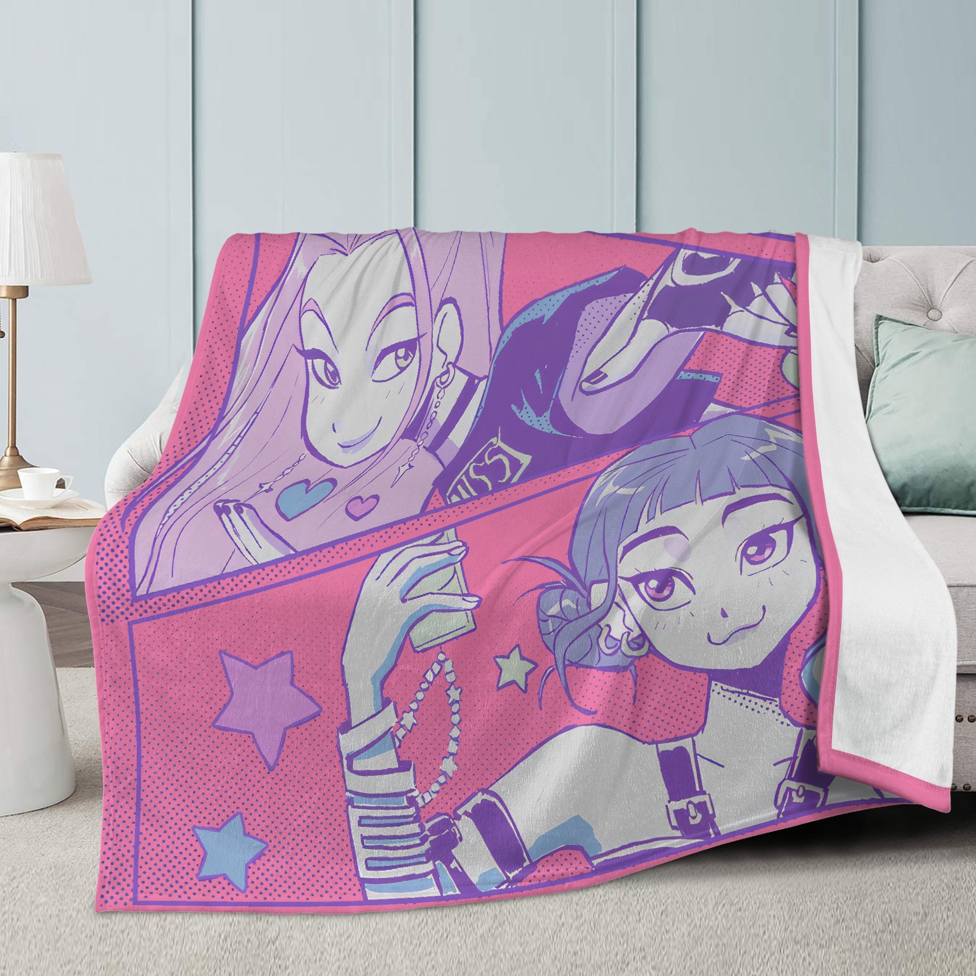 K-Pop Demon Hunters | Dual-Soft Stitched Fleece Blanket